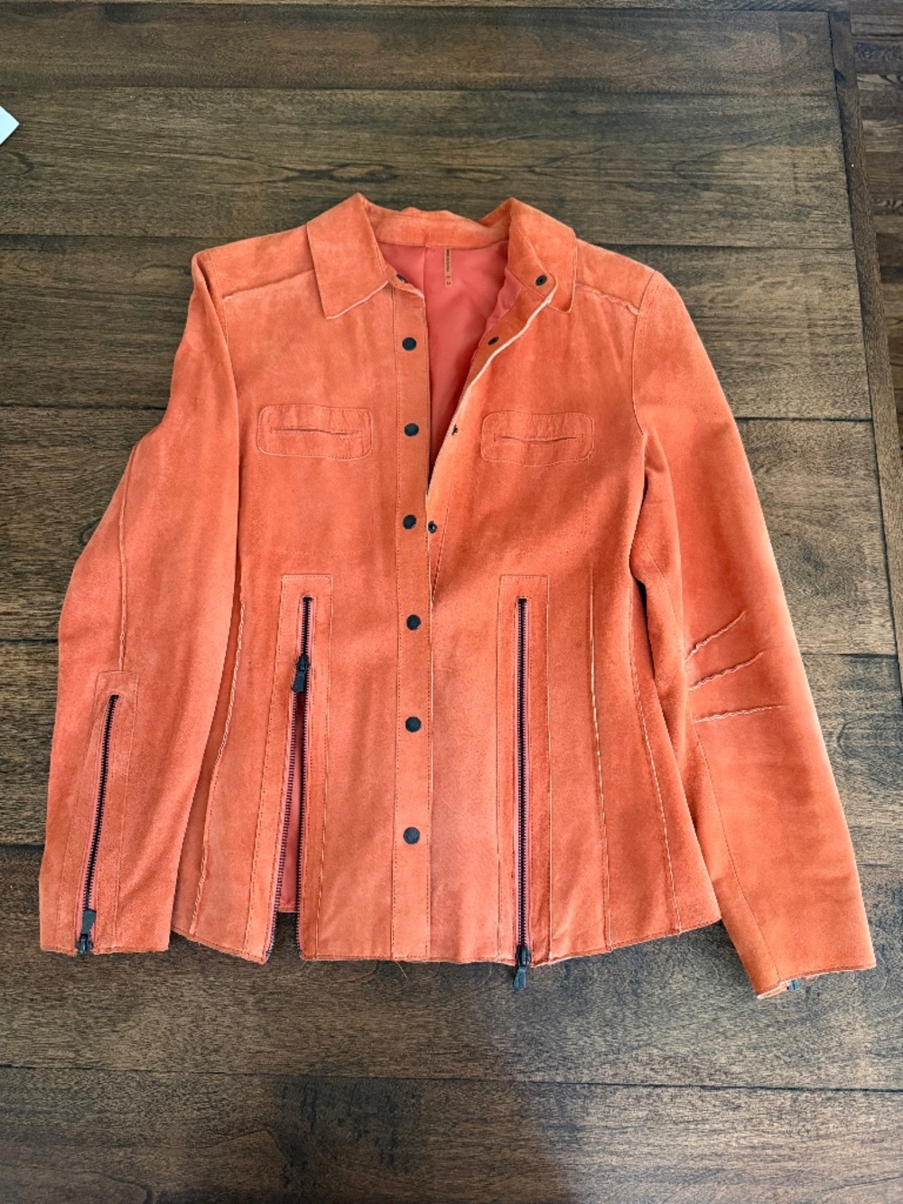 Burnt Orange Suede Leather Jacket